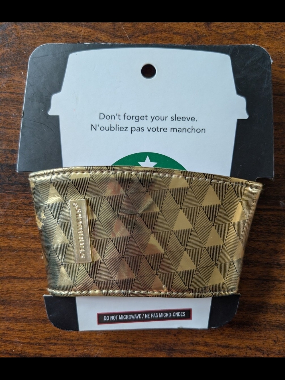 Starbucks Metallic Gold Geometric Coffee Sleeve